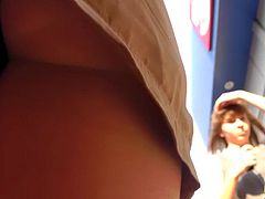 Horny voyeur likes having scenes of upskirt views of sexy panties and vags