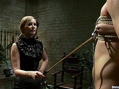 She ties him up with chains and then proceeds to have a lot of fun. There is nothing he can do at all, he is absolutely helpless. Will he survive?