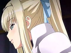 Blonde hentai gets her massive boobs rubbed