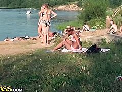 Sexy girl in bikini gets paid for sex