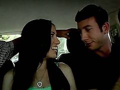 You will definitely love this hot babe, because she can please two handsome fellows at the same time by jerking and sucking their yummy daggers and shaved balls. Watch and enjoy