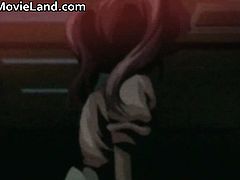 Redhead anime babe jizzed after giving part2