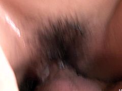 Mesmerizing Japanese fairy with exotic face stands on her knees while giving double blowjob to two sturdy cocks before she stands in doggy pose to get fucked hard from behind in sultry threesome sex video by Jav HD.