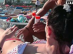 Young hot ass babes Anabell, Aspen and Jocelyn with nice boobs and firm delicious buns gets filmed in point of view while having some fun on beach on hot summer day.