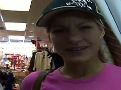 Sexy and horny chick came in the local mall to buy new clothes. We saw a hot fire in her eyes and decided to pick up this babe when she was in the lingerie.