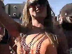 Spring break bikini girls dancing lustily