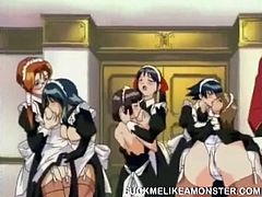 Get a load of this rough hentai video where a hot babe's nailed by a monstrous cock as the only thing she can do is moan.