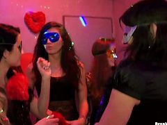 Masquerade turns into a super hot swinger party with spoiled buxom sluts