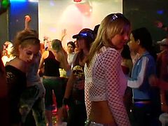 Welcome to enjoy really hot swinger party. Some busty bitches are already busy with sucking dicks for cum, the others get fucked doggy tough. Dude, just choose the horny girlie you like and polish her wet cunt on the dance floor.