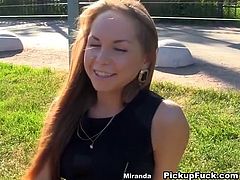 Sextractive Russian teen gets lured by two sex greedy dudes. They take her to park where she oral fucks two sturdy cocks simultaneously before getting fucked in doggy pose while standing on the bench in steamy threesome sex video by WTF Pass.