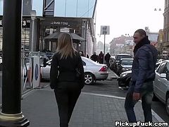 He persuades her to suck his dick and she is ready to do it. So he drills her nice round ass in a public toilet and after jerks off his dick to dump all his jizz in her mouth hole.