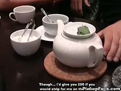 They drink tea and get horny. After he drills her pussy hard right in the public toilet and feeds her with his semen. Don't skip WTF Pass sex tube video for free.
