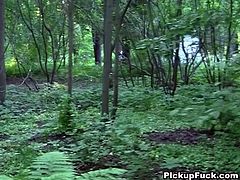 Pretty young girl is lured into sex in this reality porn video. She's taken into the woods and before you know it, she's getting her pussy nailed doggy style and drinking cum.