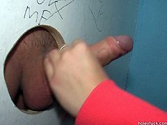 Cute Marketa blows the dick through the gloryhole