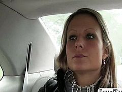 Hot blonde gets tricked by a taxi driver