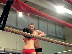 Check up this teen lesbian wrestling scene with two beautiful hotties Amirah Adara and Jessyka Swan. They are having catfight on camera making us feel horny from the view.