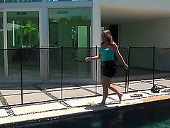 Janet meets her sexy neighbour Preston Parker this beautiful day and presents him great pool blowjob