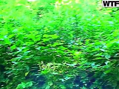Sexual teen babe has fun with cameraman for cash. They are doing it in a forest. Gal is becoming naked first of all before kneeling and starting to give nice blow.
