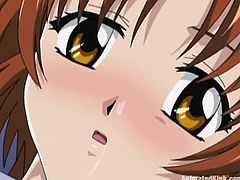 Cute anime chick is playing dirty games with two horny dudes. She sucks their big dicks devotedly and then welcomes them in her coochie and asshole.