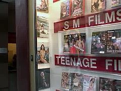 Well, two dudes wander along the streets. They visit some sex shops and go to the brothel in the Red-Light district. Pale a bit plump and not pretty blond whore meets them. This bitch in red stuff has droopy tits and pale ass. But there's no doubt that professional slut is expert in pleasing dicks.