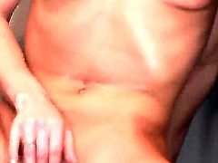 Michele Monroe strips down to her bare skin to masturbate naked