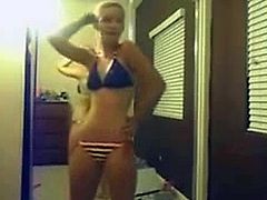 Dance! Teen does a mirror dance on webcam