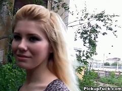 Cute blond gal has got sweet next door girl appeal. She has never been dirty nor kinky. Moreover she had never had experience in adult industry. Check out her first experience in porn. Girl blows dick under the open sky sitting down on her knees.