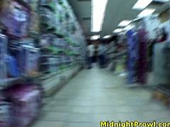 Frisky brunette harlow enters a grocery store to visit a WC. She sits on the lavatory pan to piss and later blots her cunt with toilet paper in perverse sex clip by Ponstar.