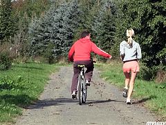 She meets a guy while jogging. He invites her to his place. When they are indoor she starts kissing her romantically. He also caresses her tits sensually. Hot My Sexy Kittens porn clip,