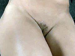 Sinful big tittied brunette gal masturbates