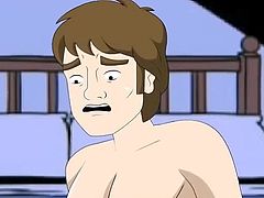 In this Ugly Americans porn, Mark has had a hard day at the Department of Integration in New York doing social work. His demon girlfriend Callie Maggotbone climbs through his window at night and sucks his cock to help him relax. He face fucks her and cums down her demon throat. They fuck so loud.