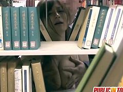 Watch a provocative Japanese brunette milf letting her man play with her pussy at the library. Then they continue the party at an office where she gives him a hell of a blowjob.