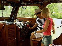 Appealing sweet teen chick seduces sailor in the boat. He can't help suckling her firm nipples and licking tasty wet pussy. Arousing Seventeen Video.