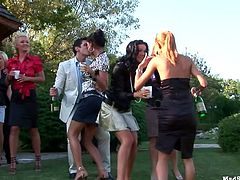 That's the way a real hot party must go! Lots of long legged slim hotties get drunk and can think only about eating, spooning and tickling each other's wet juicy pussies outdoors. Whorish gals pull up skirts to please cunts outdoors.