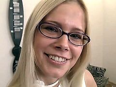 Naughty young brunette Carmella with arousing heavy make up and natural hooters and tall pretty blonde Noleta in jeans get naked while teasing Rocco Siffredi in point of view.