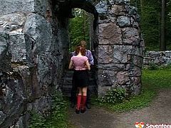 Skanky girl with ponytails chills in a public park with her fuck buddy. She begins hot outdoor oral sex by sucking big dick deepthroat. Then she gets her cherry polished.