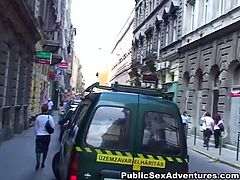 This blonde knows how to give a good blowjob. She takes her horny boyfriend's pecker in her hands and guides it to her slutty mouth. She sucks it greedily like a really dirty girl.