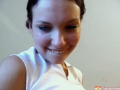 Slutty brunette teen will make you jizz, cuz she's incredibly hot wanker. Busty hottie gets rid of panties and stimulates her pussy with a dildo right in her small bedroom. Just pay attention to cute nympho with big boobs in Seventeen Video sex clip and gain your portion of pleasure.