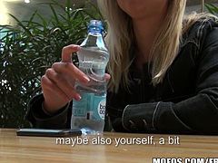 This Euro blonde was picked up from a public place and taken to a less populated, but still public place and fucked.