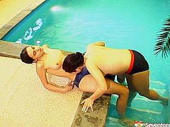 Are you looking for two lustful teens in action? They are right here. One playful brunette dives in pussy and tickles clit with her tongue. Don't skip this exciting lesbian coition near the pool.