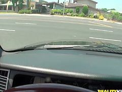 Sex greedy dude picks up a fuckable brunette amateur on the roadside. As soon as she gets inside his car, she starts taking off her clothes in order to demonstrate her cuddly body before she inclines to his strain dick for blowjob.