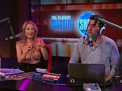 Our blonde has some very nice boobs, not big neither small, her tits are sexy! She says that she experienced under boobs sweat and answers a lot of crazy questions. Maybe we should decide how are her boobs. And a special message from a horny listener that chokes a bit when seeing a close up of her boobs
