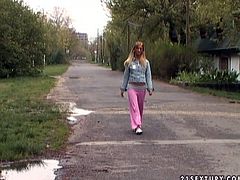 Dude, just have a look at this amateur blond filth in 21 Sextury xxx clip. Spoiled girlie meets a man while jogging. Perverted nympho gets rid of pants and shows her nice rounded ass. Then girlie pulls up top to boast of natural tits right on cam. Well, I've already got a boner!