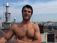 Two sex hungry folks climb to the roof of the building where they take off their clothes to pose seductively in front of people's eyes. Later they return back home where salty brunette lies on her back toying her soaking cunt with fingers.