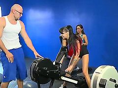 Pretty sporty fellow spends time with two naughty chicks in this action. He seduces them to have nice banging right in a gym and girls just cant resist temptation to be nailed.