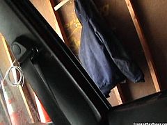 Skanky blond teen with shabby slack body gets into the car of a strager. She immediately clings to his sturdy cock to suck it zealously in pov sex video by Pornstar.
