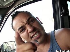 Horny dude picks up Mia Lelani. She later poses outdoor demonstrating her sexy body. Then the couple goes indoor where she takes off her clothes exposing tempting curves.
