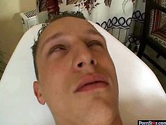 Beautiful blonde milf sucks dick in a massage parlor