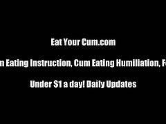 Start masturbating and reach down to your balls so you can cum fast on your hand and lick all the cum from it.
