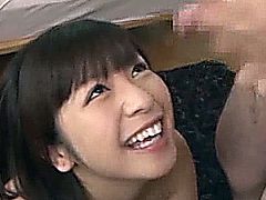 Cute Asian girl gave blowjobs and receives cum facials